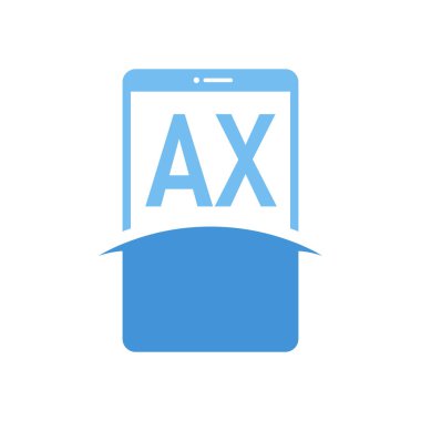 Akıllı Telefon Simgeli AX Harf Logosu Tasarımı. Modern Cep Telefonu Logosu Konsepti