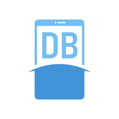 Akıllı Telefon Simgeleri ile DB Harf Logosu Tasarımı. Modern Cep Telefonu Logosu Konsepti