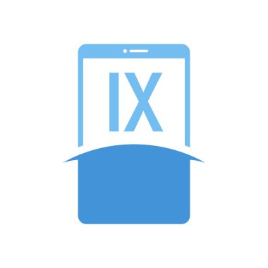Akıllı Telefon Simgeli IX Harf Logosu Tasarımı. Modern Cep Telefonu Logosu Konsepti