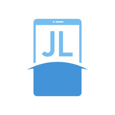 Akıllı Telefon Simgeleriyle JL Harf Logo Tasarımı. Modern Cep Telefonu Logosu Konsepti