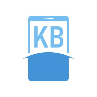 Akıllı Telefon Simgeleriyle KB Harf Logo Tasarımı. Modern Cep Telefonu Logosu Konsepti