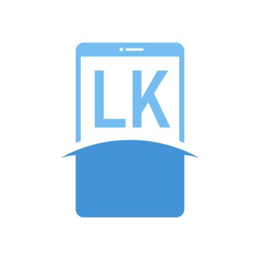 Akıllı Telefon Simgeli LK Harf Logosu Tasarımı. Modern Cep Telefonu Logosu Konsepti