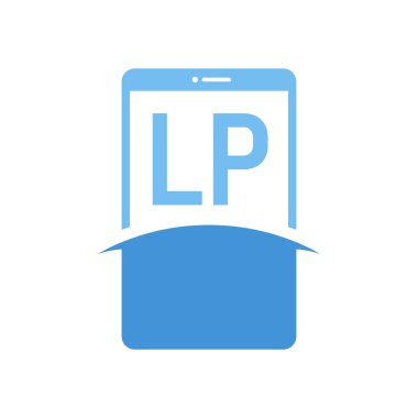 Akıllı Telefon Simgeli LP Harf Logosu Tasarımı. Modern Cep Telefonu Logosu Konsepti