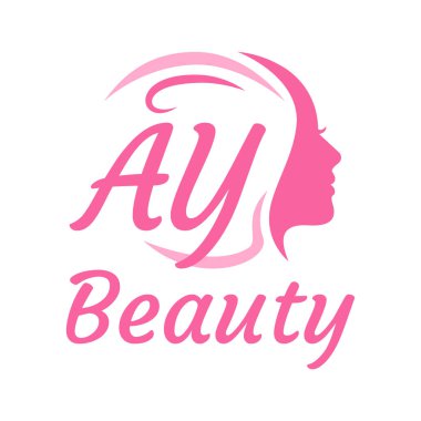Kadın Yüzlü AY Mektup Logosu Tasarımı. Zarif güzellik logosu konsepti
