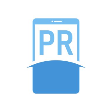 Akıllı Telefon Simgeleriyle Halkla İlişkiler Mektup Logosu Tasarımı. Modern Cep Telefonu Logosu Konsepti