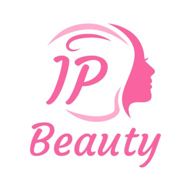 Kadın yüzlü IP Mektup Logosu Tasarımı. Zarif güzellik logosu konsepti