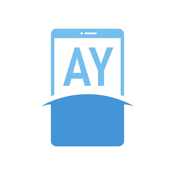 Ay手紙スマートフォンのアイコンとロゴデザイン 現代の携帯電話のロゴコンセプト — ストックベクタ