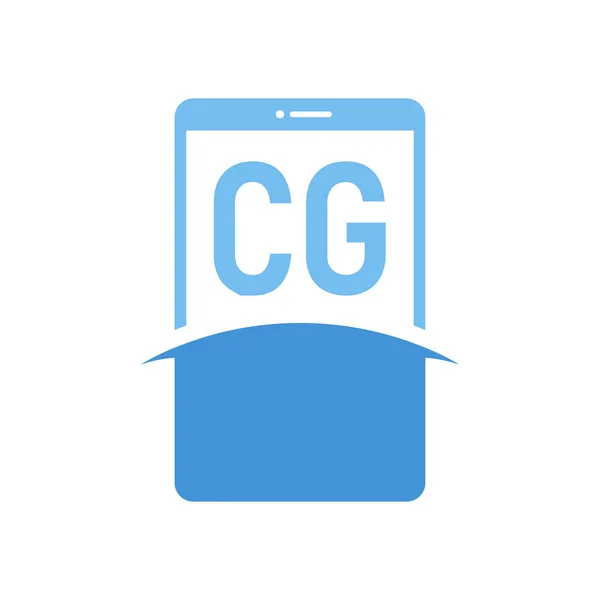 スマートフォンのアイコンが付いたCgレターロゴデザイン 現代の携帯電話のロゴコンセプト — ストックベクタ