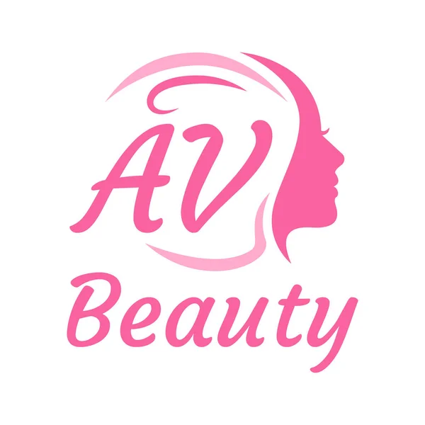 Lettre Logo Design Avec Visage Féminin Elégant Concept Logo Beauté — Image vectorielle