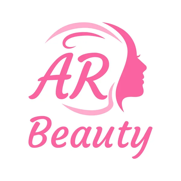 Letter Logo Design Con Volto Femminile Elegante Concetto Logo Bellezza — Vettoriale Stock