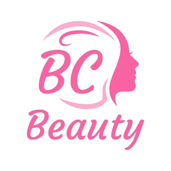 具有女性面孔的Bc字母标志设计 优雅的美感标志概念 — 图库矢量图片