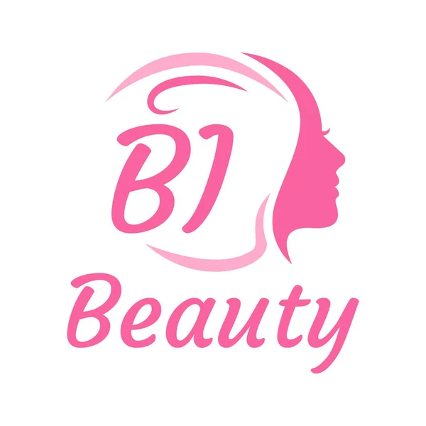 具有女性面孔的Bi字母标志设计 优雅的美感标志概念 — 图库矢量图片