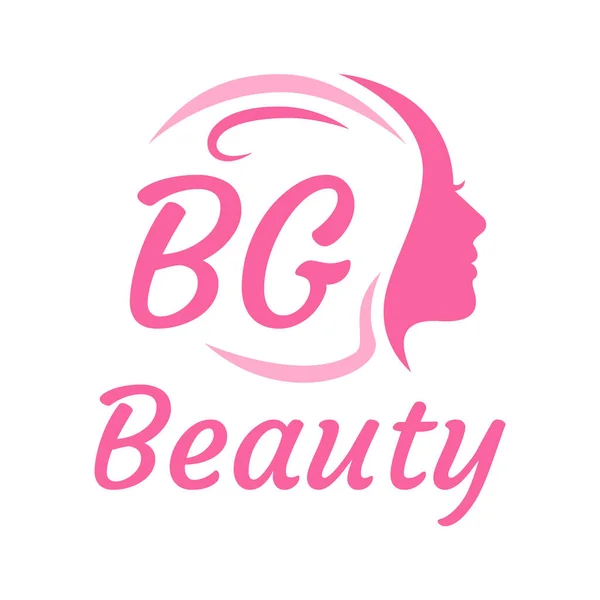 具有女性面孔的Bg字母标志设计 优雅的美感标志概念 — 图库矢量图片