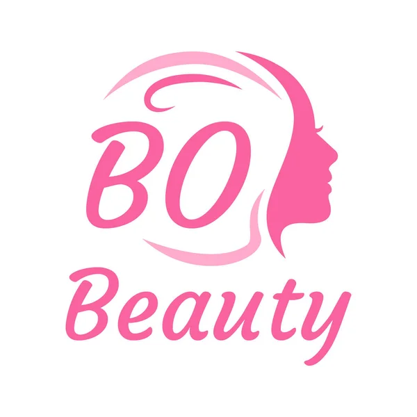 具有女性面孔的Bo字母标志设计 优雅的美感标志概念 — 图库矢量图片