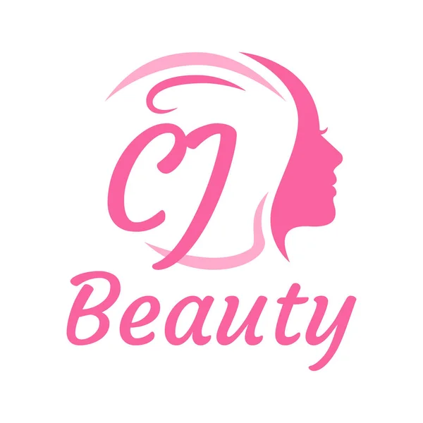 Logo Lettera Design Con Volto Femminile Elegante Concetto Logo Bellezza — Vettoriale Stock