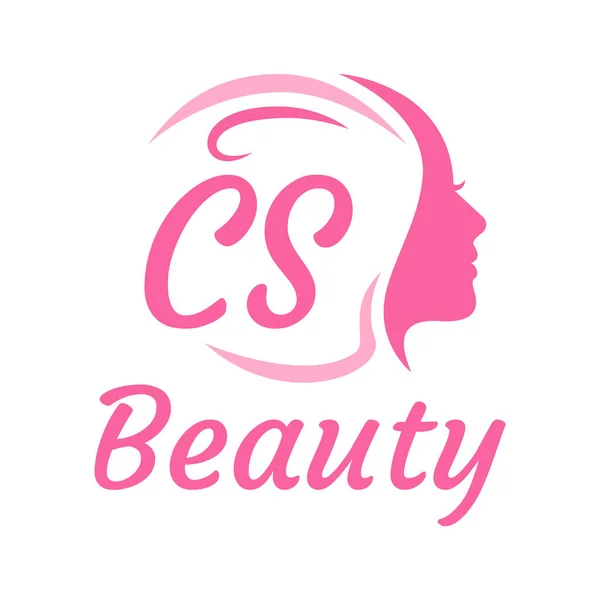 带有女性面孔的Cs字母标志设计 优雅的美感标志概念 — 图库矢量图片