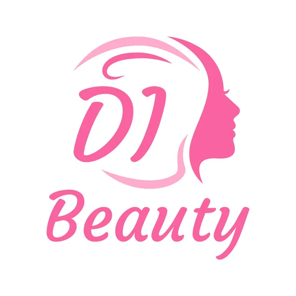 Letter Logo Design Con Volto Femminile Elegante Concetto Logo Bellezza — Vettoriale Stock