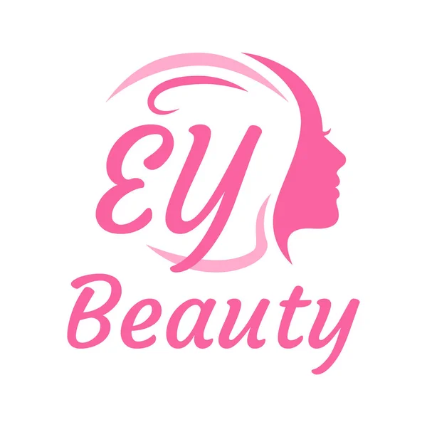 具有女性面孔的Ey字母标志设计 优雅的美感标志概念 — 图库矢量图片