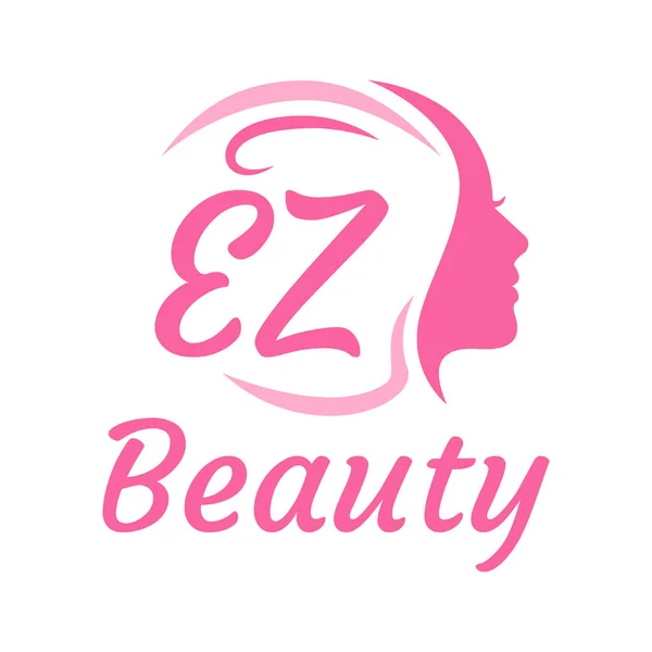 具有女性面孔的Ez字母标志设计 优雅的美感标志概念 — 图库矢量图片