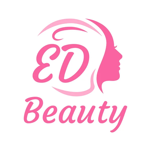 具有女性面孔的Ed字母标志设计 优雅的美感标志概念 — 图库矢量图片