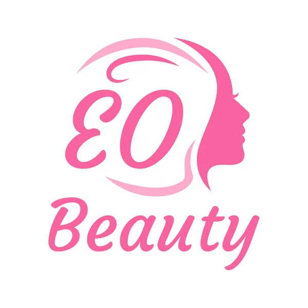 具有女性面孔的Eo字母标志设计 优雅的美感标志概念 — 图库矢量图片