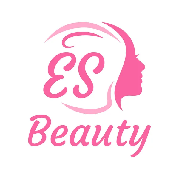 Harf Logosu Tasarımı Kadın Yüzlü Zarif Güzellik Logosu Konsepti — Stok Vektör