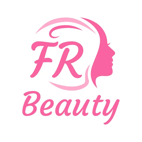 带有女性面孔的Fr字母标志设计 优雅的美感标志概念 — 图库矢量图片