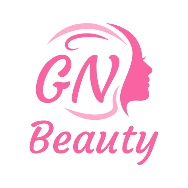 Lettre Logo Design Avec Visage Féminin Elégant Concept Logo Beauté — Image vectorielle