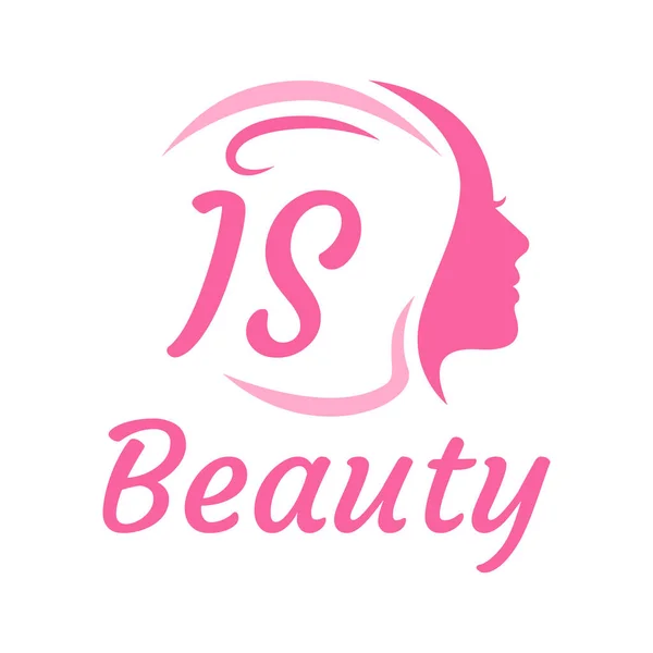 Carta Diseño Logo Con Cara Femenina Elegante Concepto Logo Belleza — Vector de stock