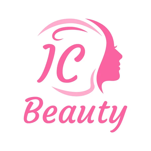 带有女性面孔的Ic字母标志设计 优雅的美感标志概念 — 图库矢量图片