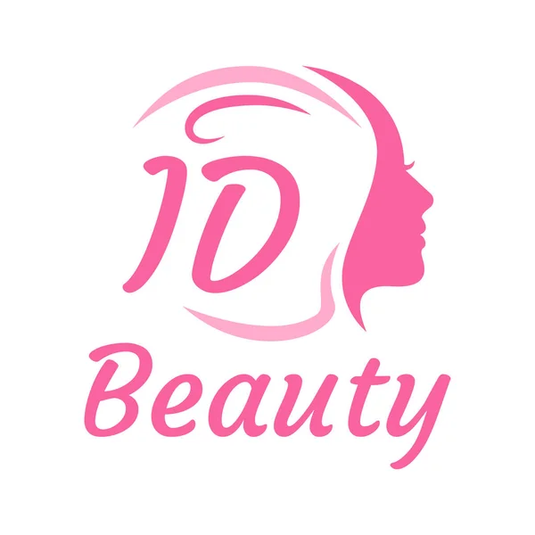 带有女性面孔的Id字母标识设计 优雅的美感标志概念 — 图库矢量图片