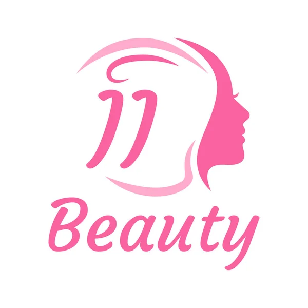 具有女性面孔的字母标志设计 优雅的美感标志概念 — 图库矢量图片