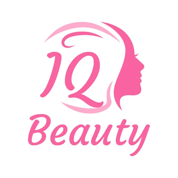 Design Logotipo Carta Com Rosto Feminino Conceito Logotipo Beleza Elegante — Vetor de Stock