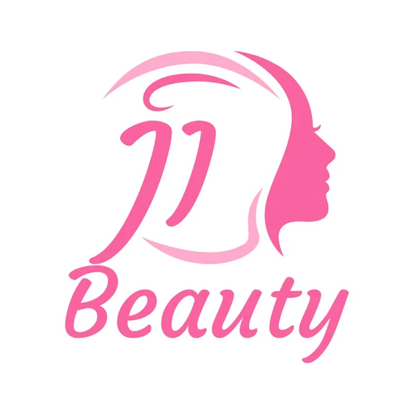 具有女性面孔的Ji字母标志设计 优雅的美感标志概念 — 图库矢量图片