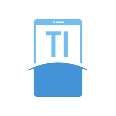 Akıllı Telefon Simgeleriyle TI Harf Logosu Tasarımı. Modern Cep Telefonu Logosu Konsepti