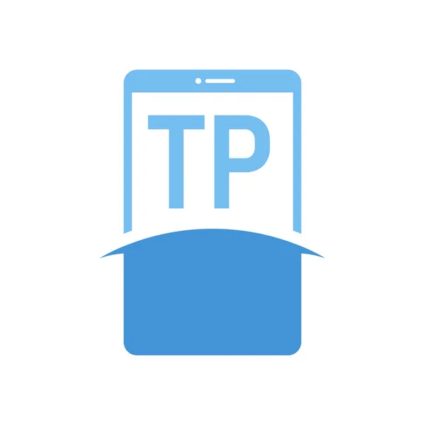 Tpレタースマートフォンのアイコンとロゴデザイン 現代の携帯電話のロゴコンセプト — ストックベクタ