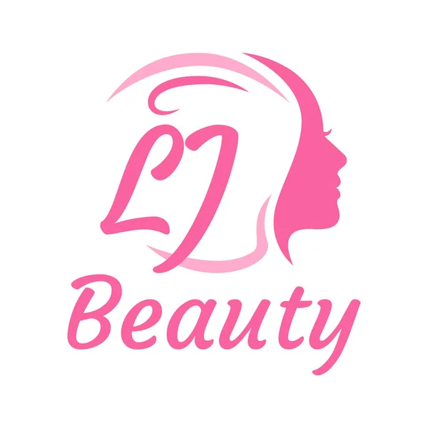 Letter Logo Design Female Face 약자이다 아름다움의 — 스톡 벡터