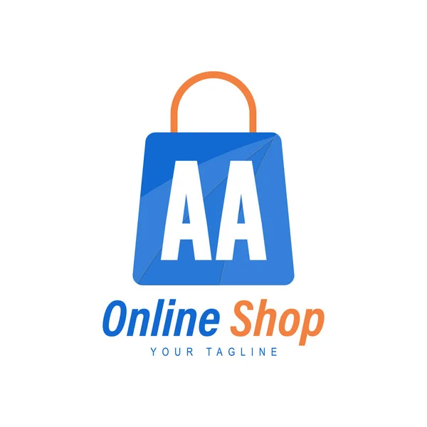 ショッピングバッグアイコン付きAaレターロゴデザイン 現代的なオンラインショッピングロゴの概念 — ストックベクタ