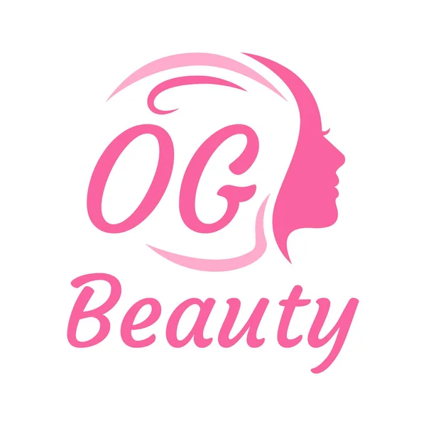 Lettre Logo Design Avec Visage Féminin Elégant Concept Logo Beauté — Image vectorielle