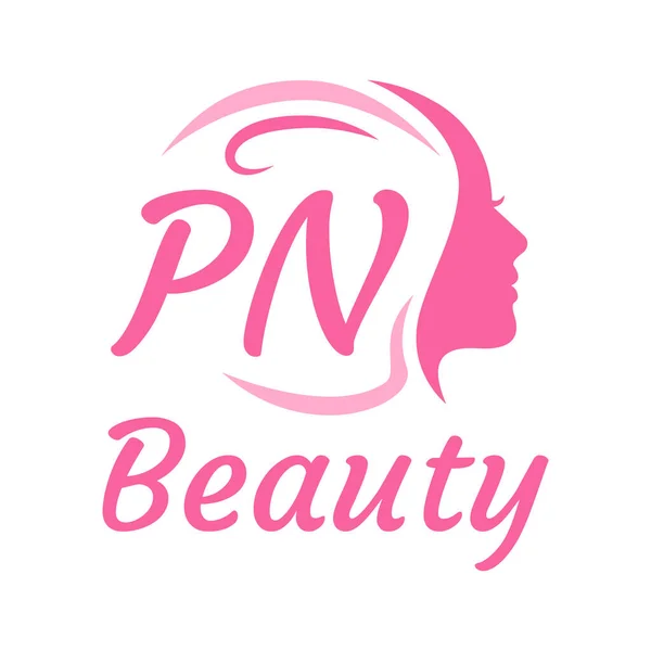 Lettre Logo Design Avec Visage Féminin Elégant Concept Logo Beauté — Image vectorielle