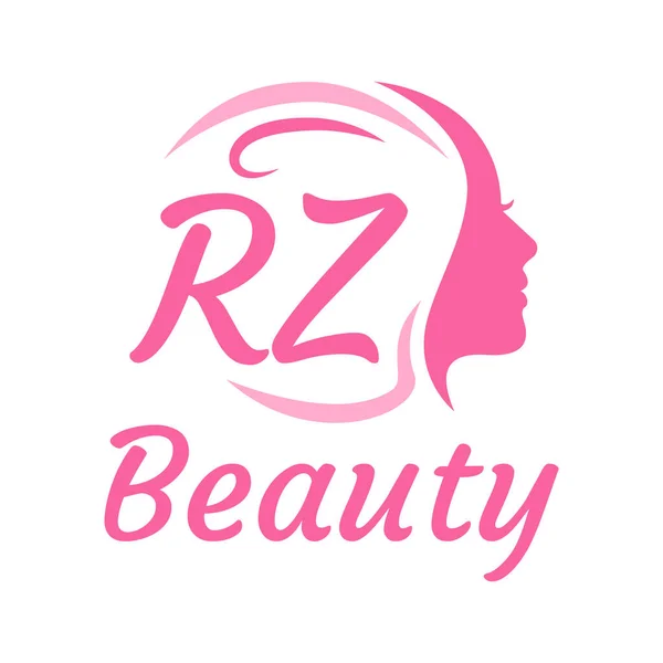 带有女性面孔的Rz字母标志设计 优雅的美感标志概念 — 图库矢量图片