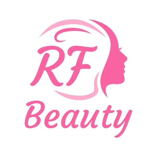 带有女性面孔的Rf字母标志设计 优雅的美感标志概念 — 图库矢量图片