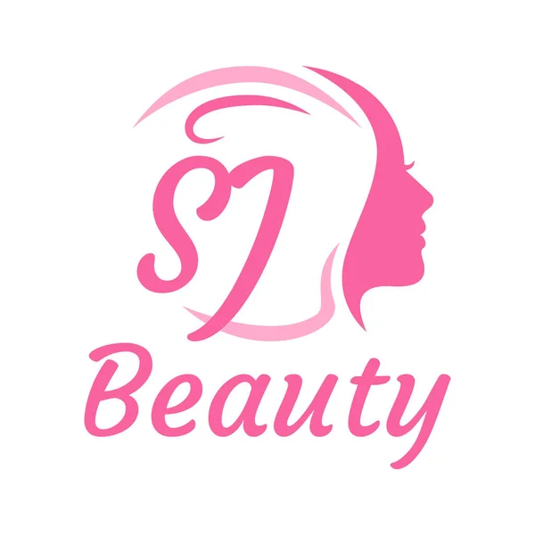 Logo Design Female Face 아름다움의 — 스톡 벡터