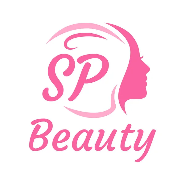 Projektowanie Logo Litery Żeńską Twarzą Elegancka Koncepcja Logo Piękna — Wektor stockowy