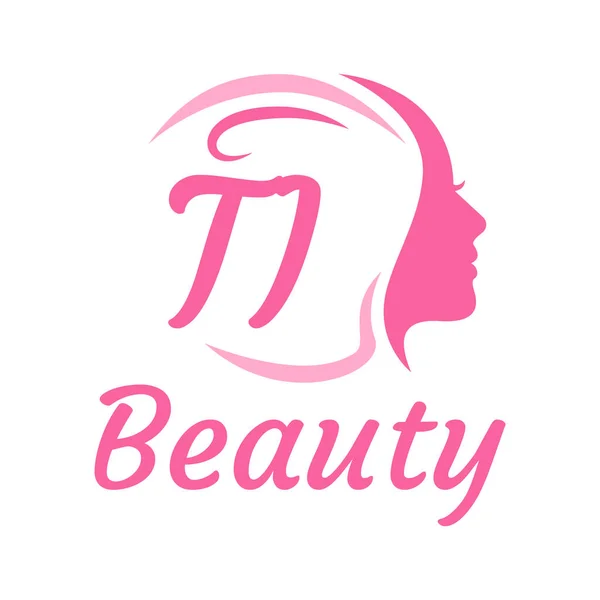 Kadın Yüzlü Mektup Logosu Tasarımı Zarif Güzellik Logosu Konsepti — Stok Vektör