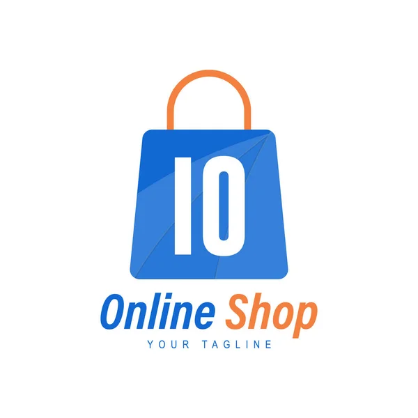 ショッピングバッグアイコン付きIoレターロゴデザイン 現代的なオンラインショッピングロゴの概念 — ストックベクタ