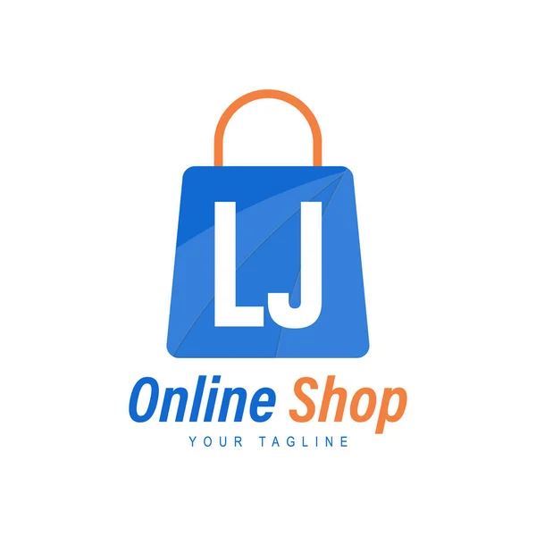 ショッピングバッグアイコン付きLjレターロゴデザイン 現代的なオンラインショッピングロゴの概念 — ストックベクタ