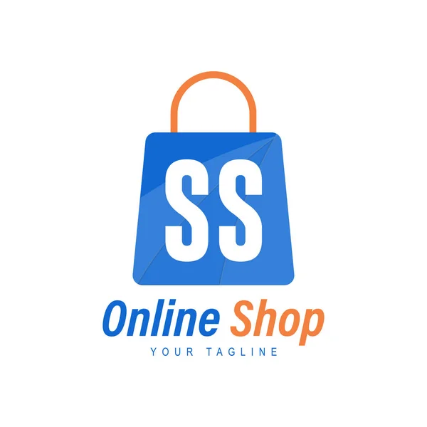 ショッピングバッグアイコン付きSsレターロゴデザイン 現代的なオンラインショッピングロゴの概念 — ストックベクタ
