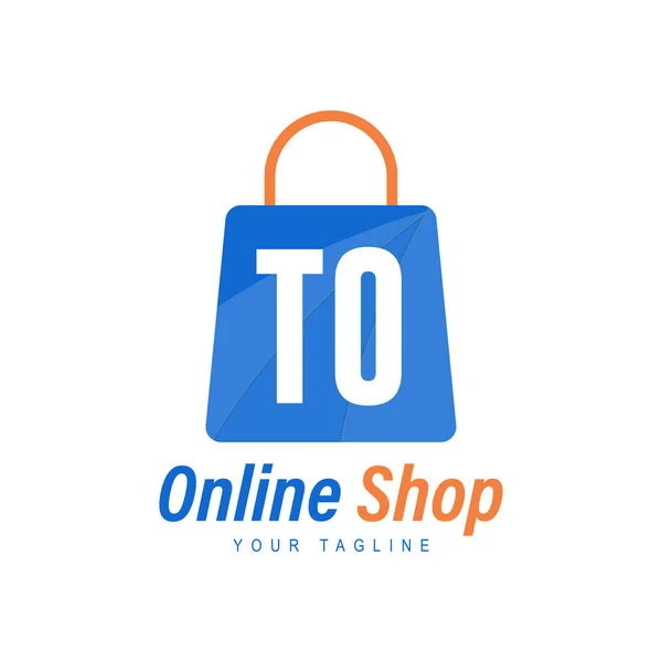ショッピングバッグアイコンでロゴデザインをレターする 現代的なオンラインショッピングロゴの概念 — ストックベクタ