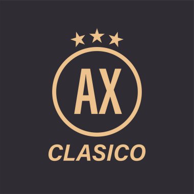 Yıldız Simgesi ile AX Harf Logosu Tasarımı. Çember ve Yıldızı olan Klasik Logo Kavramı